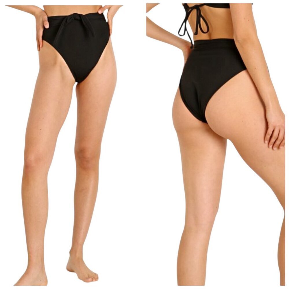 Mara Hoffman Goldie Bikini Bottom Black XS High Waisted Swim NWT $180